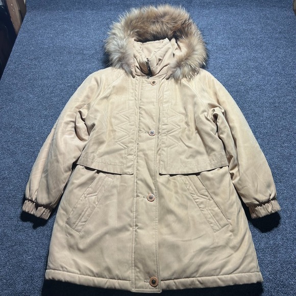 Gallery Jackets & Blazers - Gallery Women Beige/ Tan Parka Winter Coat Faux Fur Trim Removable Hood - XS